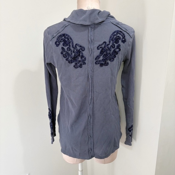 🌷Sale Soft Surroundings Angel Wings Embroidered Waffle Knit Top Size Small - Picture 1 of 16